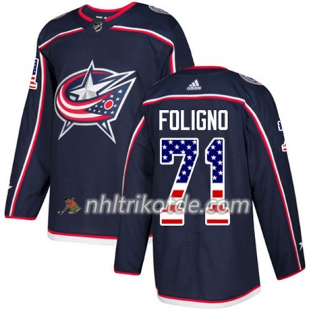 Blue Jackets Trikot Nick Foligno 71 Adidas 2017-2018 Marineblau USA Flag Fashion Authentic - Herren
